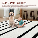 Ultra Soft Area Rug, Non Slip, Stain Resistant, Washable Area Rugs for Living Room, Bedroom, Chic Urban Stripe Rug Featuring Clean Parallel Lines Contemporary Graphic Design(Black)