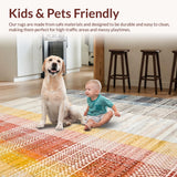 Ultra Soft Area Rug, Non Slip, Stain Resistant, Washable Area Rugs for Living Room, Bedroom, Elegant Soft Pastel Tangle Motif(Yellow)