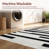 Ultra Soft Area Rug, Non Slip, Stain Resistant, Washable Area Rugs for Living Room, Bedroom, Sophisticated Dual Color Linear Design Smooth Surface Patio Accent Piece(Black)