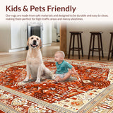 Ultra Soft Area Rug, Non Slip, Stain Resistant, Washable Area Rugs for Living Room, Bedroom, Chic Warm-Hued Decorative Style(Orange)