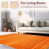 Ultra Soft Area Rug, Non Slip, Stain Resistant, Washable Area Rugs for Living Room, Bedroom, Elegant Modern Textured Element(Orange)