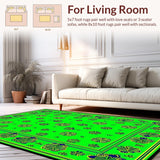 Ultra Soft Area Rug, Non Slip, Stain Resistant, Washable Area Rugs for Living Room, Bedroom, Rustic Multi-Color Clover Motif(Green)