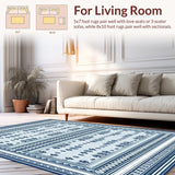 Ultra Soft Area Rug, Non Slip, Stain Resistant, Washable Area Rugs for Living Room, Bedroom, Symmetrical Geometric Area for Interior(Blue)