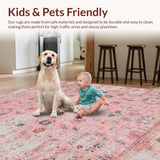 Ultra Soft Area Rug, Non Slip, Stain Resistant, Washable Area Rugs for Living Room, Bedroom, Trendy Softened Color Palette(Pink)