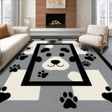 Ultra Soft Area Rug, Non Slip, Stain Resistant, Washable Area Rugs for Living Room, Bedroom, Trendy Low-Profile Paw Pattern(Black)
