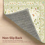 Ultra Soft Area Rug, Non Slip, Stain Resistant, Washable Area Rugs for Living Room, Bedroom, Elegant Earthy Insect Patterned Design(Ivory)