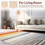 Ultra Soft Area Rug, Non Slip, Stain Resistant, Washable Area Rugs for Living Room, Bedroom, Artful Vintage Striped Design(Orange)