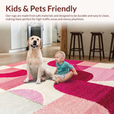 Ultra Soft Area Rug, Non Slip, Stain Resistant, Washable Area Rugs for Living Room, Bedroom, Abstract Geometric Living Room Multicolor Faded Rug(Pink)