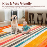 Ultra Soft Area Rug, Non Slip, Stain Resistant, Washable Area Rugs for Living Room, Bedroom, Artful Diamond Arrangement in Orange(Orange)