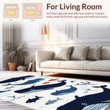 Ultra Soft Area Rug, Non Slip, Stain Resistant, Washable Area Rugs for Living Room, Bedroom, Lively Whale Graphic Composition(White)