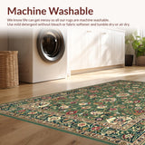 Ultra Soft Area Rug, Non Slip, Stain Resistant, Washable Area Rugs for Living Room, Bedroom, Elegant Transitional Tiled Design(Green)