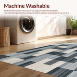 Ultra Soft Area Rug, Non Slip, Stain Resistant, Washable Area Rugs for Living Room, Bedroom, Industrial Chic Runner Rug Durable Washable Carpet with Geometric Pattern(Gray)
