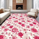 Ultra Soft Area Rug, Non Slip, Stain Resistant, Washable Area Rugs for Living Room, Bedroom, Soft Earthy Floral Accents(White)