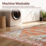 Ultra Soft Area Rug, Non Slip, Stain Resistant, Washable Area Rugs for Living Room, Bedroom, Luxurious Abstract Terracotta Hues(Orange)