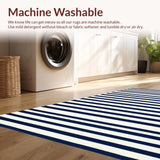 Ultra Soft Area Rug, Non Slip, Stain Resistant, Washable Area Rugs for Living Room, Bedroom, Striking Classic Horizontal Lines(Blue)