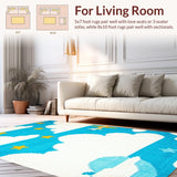 Ultra Soft Area Rug, Non Slip, Stain Resistant, Washable Area Rugs for Living Room, Bedroom, Delightful Animal Friends in Flight(Blue)