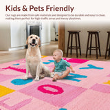 Ultra Soft Area Rug, Non Slip, Stain Resistant, Washable Area Rugs for Living Room, Bedroom, Artistic Playful Learning Environment Textile(Pink)