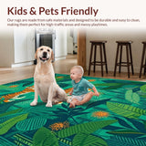 Ultra Soft Area Rug, Non Slip, Stain Resistant, Washable Area Rugs for Living Room, Bedroom, Vibrant Tropical Animal Aesthetic(Blue)