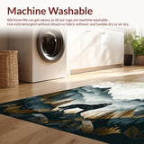 Ultra Soft Area Rug, Non Slip, Stain Resistant, Washable Area Rugs for Living Room, Bedroom, Artistic Howling Wolf Imagery(Gray)