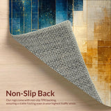 Ultra Soft Area Rug, Non Slip, Stain Resistant, Washable Area Rugs for Living Room, Bedroom, Modern Lattice Spectrum Rug Featuring Gold and Blue Angular Art Motifs(Blue)