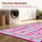 Ultra Soft Area Rug, Non Slip, Stain Resistant, Washable Area Rugs for Living Room, Bedroom, Bright Cheerful Decorative Aesthetic(Pink)