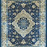 Ultra Soft Area Rug, Non Slip, Stain Resistant, Washable Area Rugs for Living Room, Bedroom, Heritage Collection Faded Area with Ornate Design(Blue)
