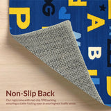 Ultra Soft Area Rug, Non Slip, Stain Resistant, Washable Area Rugs for Living Room, Bedroom, Fun Round Typography Aesthetic(Blue)