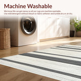Ultra Soft Area Rug, Non Slip, Stain Resistant, Washable Area Rugs for Living Room, Bedroom, Trendy Striped Organic Visual Harmony(White)