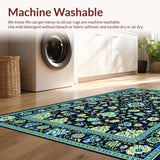 Ultra Soft Area Rug, Non Slip, Stain Resistant, Washable Area Rugs for Living Room, Bedroom, Vibrant Distressed Geometric Elegance(Blue)