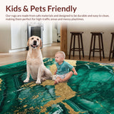 Ultra Soft Area Rug, Non Slip, Stain Resistant, Washable Area Rugs for Living Room, Bedroom, Marble Swirl Emerald Green Living Room Plush Carpet(Green)
