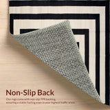 Ultra Soft Area Rug, Non Slip, Stain Resistant, Washable Area Rugs for Living Room, Bedroom, Rustic Neutral Geometric Composition(Black)