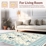 Ultra Soft Area Rug, Non Slip, Stain Resistant, Washable Area Rugs for Living Room, Bedroom, Summer Starfish Coastal Area Beige Blue White Design(Beige)