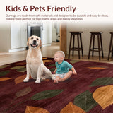 Ultra Soft Area Rug, Non Slip, Stain Resistant, Washable Area Rugs for Living Room, Bedroom, Cozy Earthy Half-Circle Decor(Red)