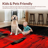 Artistic Black and White Guitar Motif(Red)