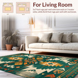 Ultra Soft Area Rug, Non Slip, Stain Resistant, Washable Area Rugs for Living Room, Bedroom, Rustic Arrow Pattern with Warm Tones(Green)