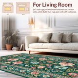 Ultra Soft Area Rug, Non Slip, Stain Resistant, Washable Area Rugs for Living Room, Bedroom, Chic Earthy Botanical Elegance(Green)