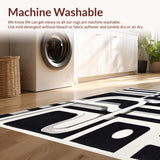 Ultra Soft Area Rug, Non Slip, Stain Resistant, Washable Area Rugs for Living Room, Bedroom, Abstract Black & White Rug Stripe Illusion(Gray)