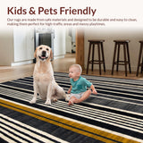 Ultra Soft Area Rug, Non Slip, Stain Resistant, Washable Area Rugs for Living Room, Bedroom, Coal & Bone Stripe Woven Rug Reversible Floor Decor(Gray)