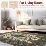 Ultra Soft Area Rug, Non Slip, Stain Resistant, Washable Area Rugs for Living Room, Bedroom, Contemporary Neutral Tiled Design(Beige)
