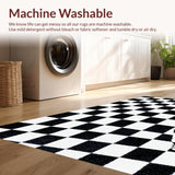 Ultra Soft Area Rug, Non Slip, Stain Resistant, Washable Area Rugs for Living Room, Bedroom, Mid-Century Aesthetic Kids Room Furry Area Rug(Black)