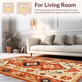 Ultra Soft Area Rug, Non Slip, Stain Resistant, Washable Area Rugs for Living Room, Bedroom, Chic Colorful Geometric Arrangement(Orange)