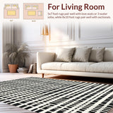 Ultra Soft Area Rug, Non Slip, Stain Resistant, Washable Area Rugs for Living Room, Bedroom, Modern Geometric Rug Black White Design for Use(Black)