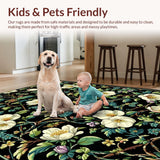 Ultra Soft Area Rug, Non Slip, Stain Resistant, Washable Area Rugs for Living Room, Bedroom, Artistic Colorful Petal Display(White)