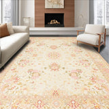 Ultra Soft Area Rug, Non Slip, Stain Resistant, Washable Area Rugs for Living Room, Bedroom, Unique Floral Boho Area in Beige for Entryways(Ivory)