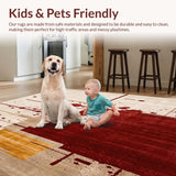 Ultra Soft Area Rug, Non Slip, Stain Resistant, Washable Area Rugs for Living Room, Bedroom, Abstract Spark Design Area Round Beige/Burgundy(Beige)