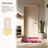 Ultra Soft Area Rug, Non Slip, Stain Resistant, Washable Area Rugs for Living Room, Bedroom, Charming Floral Pink Bathroom Carpet for Home Spa(Pink)