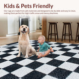 Ultra Soft Area Rug, Non Slip, Stain Resistant, Washable Area Rugs for Living Room, Bedroom, Geometric Faux Wool Entryway Rug with Stain-Resistant Design(Black)
