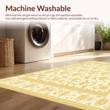 Ultra Soft Area Rug, Non Slip, Stain Resistant, Washable Area Rugs for Living Room, Bedroom, Willow Damask Area Featuring a Sophisticated Beige(Ivory)
