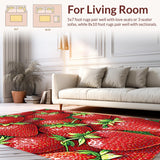 Ultra Soft Area Rug, Non Slip, Stain Resistant, Washable Area Rugs for Living Room, Bedroom, Whimsical Fruit Inspired Aesthetic(Red)
