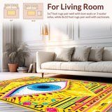 Ultra Soft Area Rug, Non Slip, Stain Resistant, Washable Area Rugs for Living Room, Bedroom, Vibrant Tribal Ethnic Pattern(Yellow)